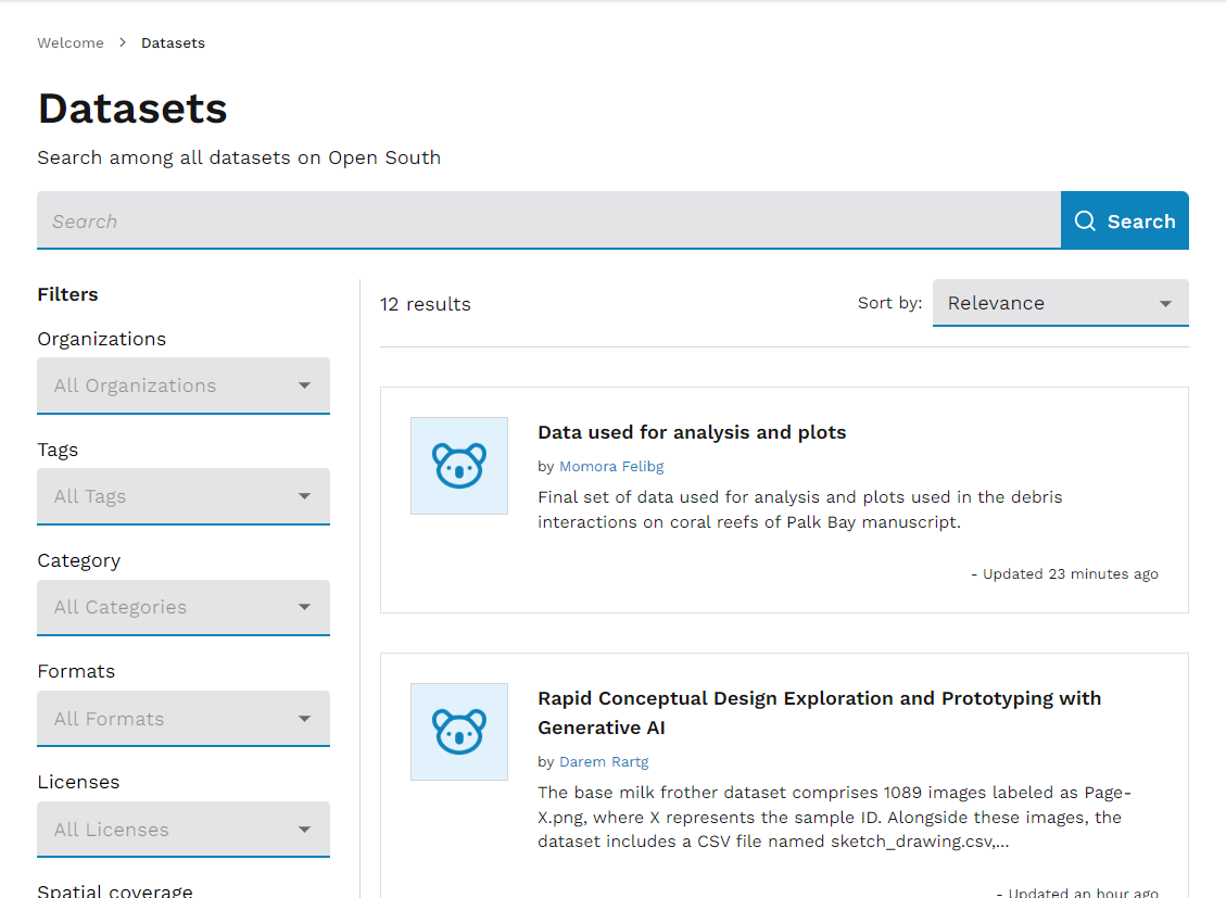 Open South dashboard design